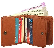 Artificial Leather Wallet For Men Tan Gents Purse With Snap Lock Double Partition-thumb1
