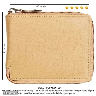 Artificial Leather Wallet For Men  Women Beige Ladies  Gents Purse With Round Zip-thumb5