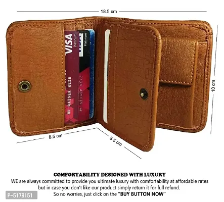 Artificial Leather Wallet For Men Tan Gents Purse With Snap Lock Double Partition-thumb5