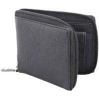 Artificial Leather Wallet For Men  Women Black Ladies  Gents Purse With Round Zip-thumb1