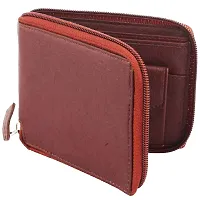 Artificial Leather Wallet For Men  Women Brown Ladies  Gents Purse With Round Zip-thumb1