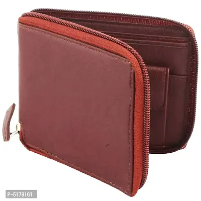 Artificial Leather Wallet For Men  Women Brown Ladies  Gents Purse With Round Zip-thumb2