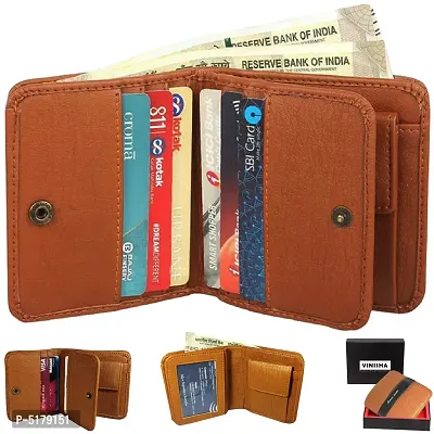 Artificial Leather Wallet For Men Tan Gents Purse With Snap Lock Double Partition
