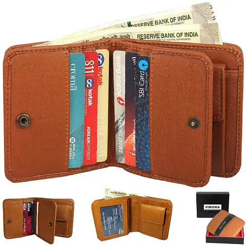 Artificial Leather Wallet Tan Gents Purse With Snap Lock Double Partition