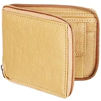 Artificial Leather Wallet For Men  Women Beige Ladies  Gents Purse With Round Zip-thumb1