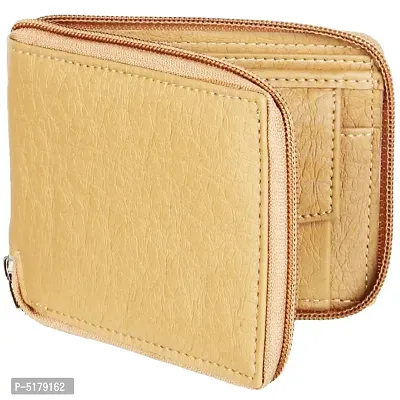 Artificial Leather Wallet For Men  Women Beige Ladies  Gents Purse With Round Zip-thumb2