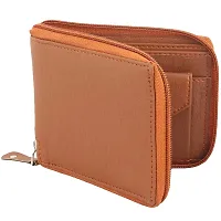 Artificial Leather Wallet For Men  Women Tan Ladies  Gents Purse With Round Zip-thumb1