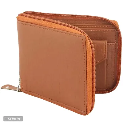 Artificial Leather Wallet For Men  Women Tan Ladies  Gents Purse With Round Zip-thumb2