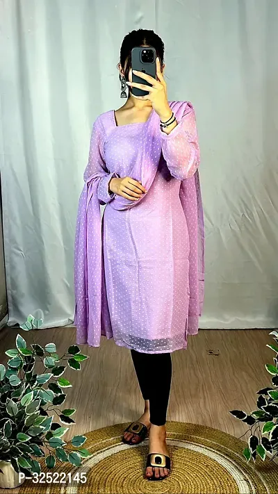 Fancy Georgette Kurta With Dupatta For Women-thumb0