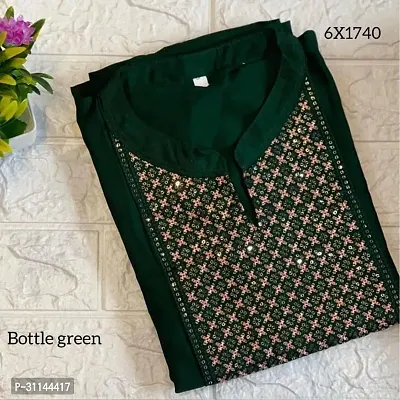 Stylish Green Art Silk Sequence Work Kurta For Women