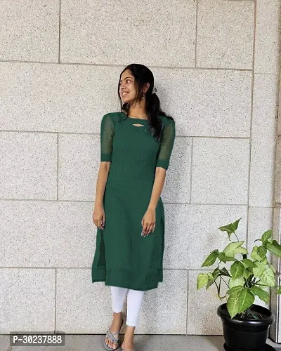 Stylish Green Silk Self Design Kurta For Women