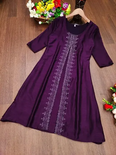 Fancy Vichitra Silk Blend Kurti for Women