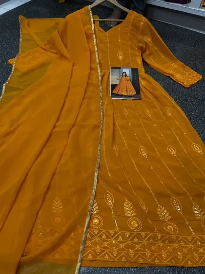 Fancy Georgette Anarkali Kurta with Dupatta Set