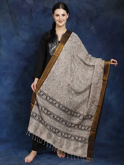 Premium Cotton Silk Kalamkari Dupatta for Women