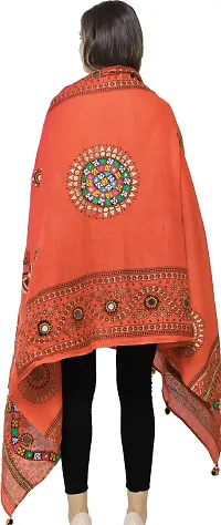 Stylish Cotton Printed Orange Dupattas For Women-thumb2