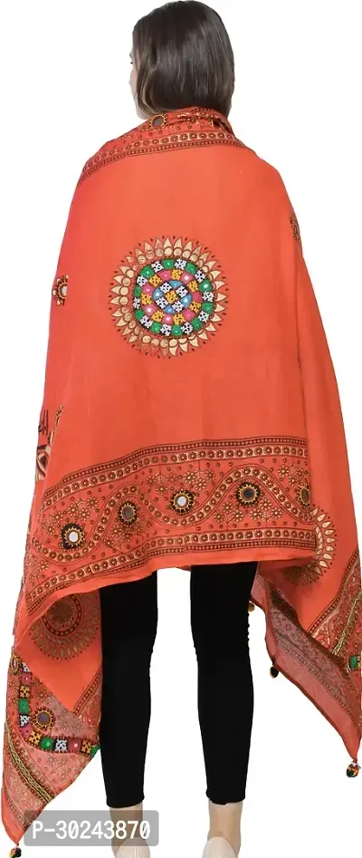 Stylish Cotton Printed Orange Dupattas For Women-thumb3