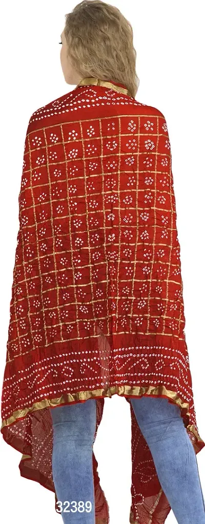 Stylish Silk Tie And Dye Red Dupattas For Women-thumb2