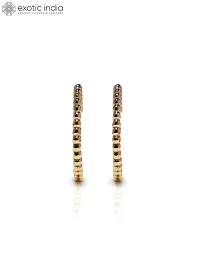 Exotic India Sterling Silver Gold-Plated Dot Hoop Earrings-thumb1