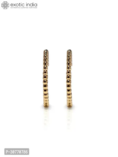 Exotic India Sterling Silver Gold-Plated Dot Hoop Earrings-thumb2