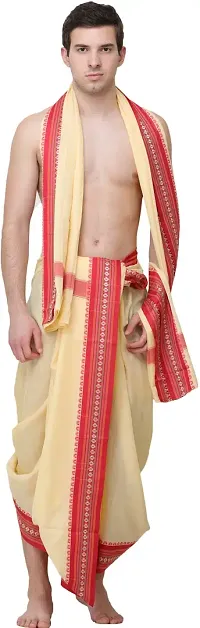 Double Dhoti and Veshti Set with Temple Border