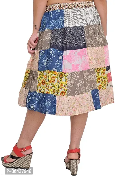 Multicolor Midi Skirt From Gujarat With Printed Flowers And Patchwork-thumb3