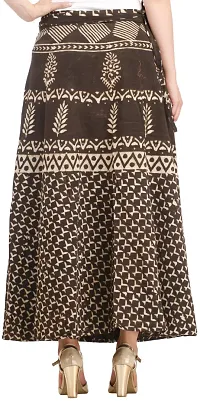 Coffee-Bean Wrap-Around Long Skirt from Pilkhuwa with Bagdoo Print-thumb2