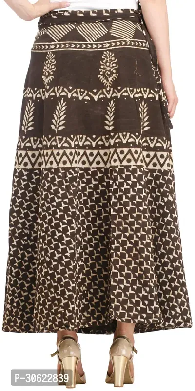 Coffee-Bean Wrap-Around Long Skirt from Pilkhuwa with Bagdoo Print-thumb3