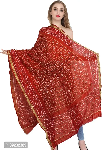 Stylish Silk Tie And Dye Red Dupattas For Women-thumb0