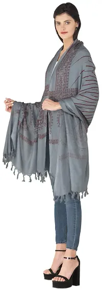 Exotic India Folkstone Gray Lord Ganesha Hindu Prayer Shawl from Banaras-thumb2