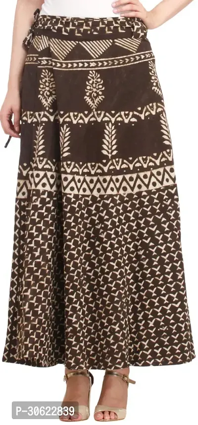 Coffee-Bean Wrap-Around Long Skirt from Pilkhuwa with Bagdoo Print-thumb0