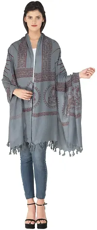 Exotic India Folkstone Gray Lord Ganesha Hindu Prayer Shawl from Banaras-thumb3