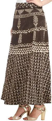 Coffee-Bean Wrap-Around Long Skirt from Pilkhuwa with Bagdoo Print-thumb1