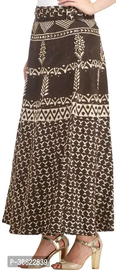 Coffee-Bean Wrap-Around Long Skirt from Pilkhuwa with Bagdoo Print-thumb2