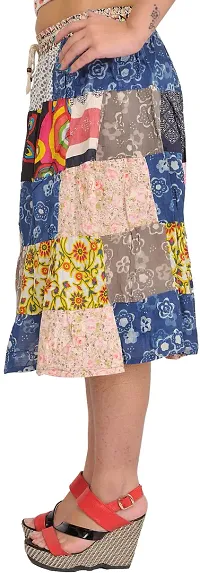 Multicolor Midi Skirt From Gujarat With Printed Flowers And Patchwork-thumb1