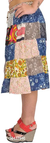 Multicolor Midi Skirt From Gujarat With Printed Flowers And Patchwork-thumb2