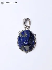 Exotic India Lord Ganesha Lapis Lazuli Gemstone Pendant-thumb1