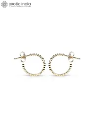 Exotic India Sterling Silver Gold-Plated Dot Hoop Earrings-thumb2