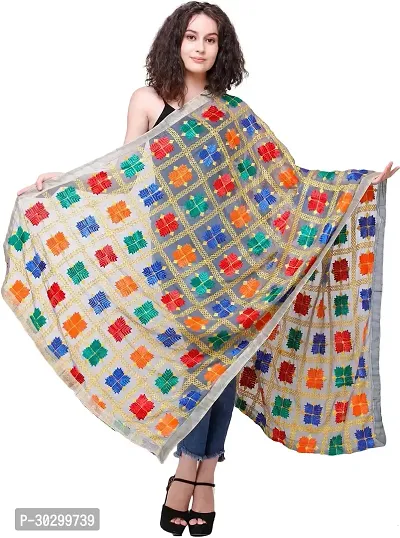 Stylish Chiffon Embroidered Multicoloured Dupattas For Women-thumb0