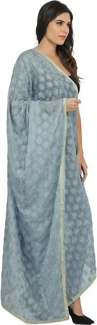 Stylish Chiffon Embroidered Grey Dupattas For Women-thumb1