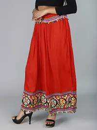 Red Flower Kutchi Rabari Ghagra Skirt With Multicolor-thumb1