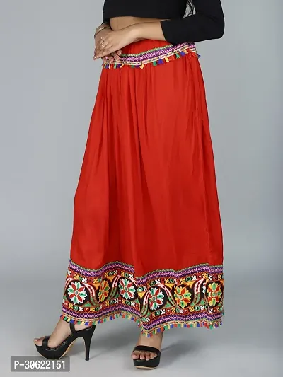 Red Flower Kutchi Rabari Ghagra Skirt With Multicolor-thumb2