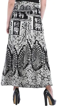 Black and White Wrap-Around Long Skirt from Pilkhuwa with Printed Paisleys and Animals-thumb2