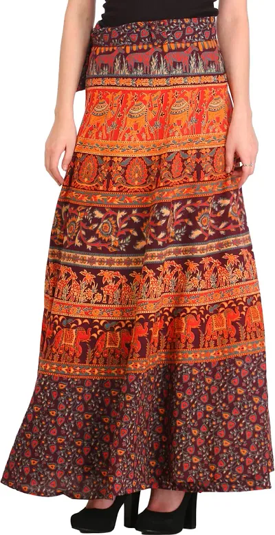 Fudge Wrap-Around Long Skirt From Pilkhuwa With Animals