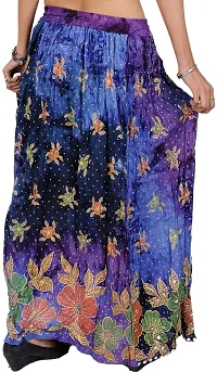 Liberty-Blue and Purple Skirt with Printed Flowers and Embroidered Sequins-thumb1