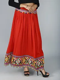 Red Flower Kutchi Rabari Ghagra Skirt With Multicolor-thumb2