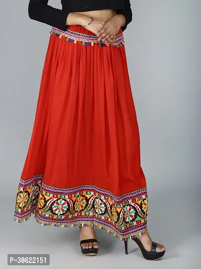 Red Flower Kutchi Rabari Ghagra Skirt With Multicolor-thumb3