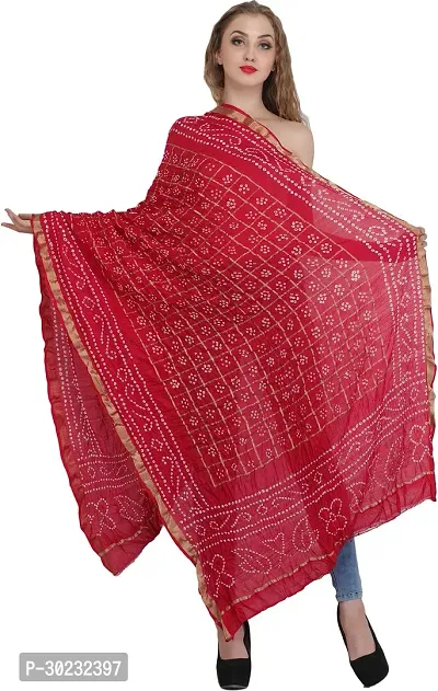 Stylish Silk Tie And Dye Red Dupattas For Women