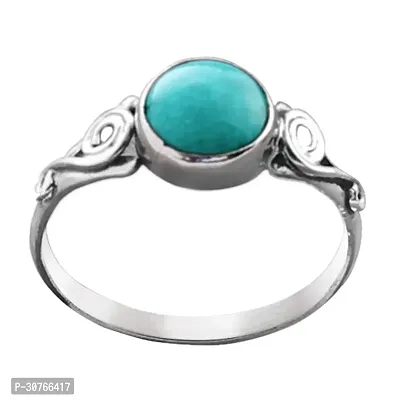 Exotic India Designer Sterling Silver Ring with Reconstituted Turquoise Stone-thumb0