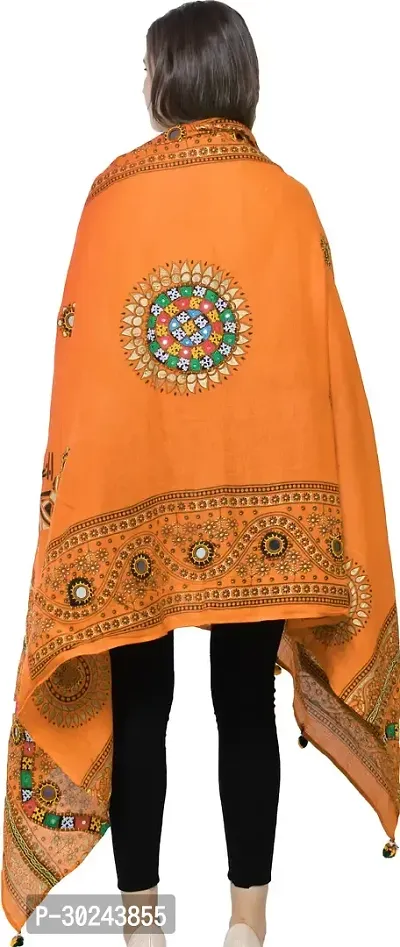 Stylish Cotton Printed Orange Dupattas For Women-thumb3