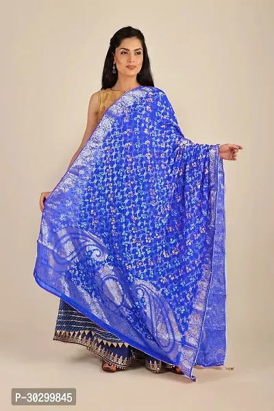 Stylish Art Silk Paisley Print Blue Dupattas For Women-thumb0